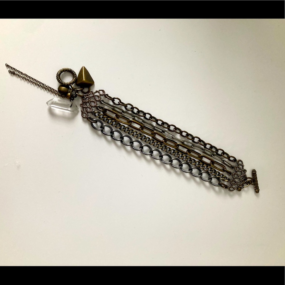 Vintage Inspired Mixed Material Chain Bracelet